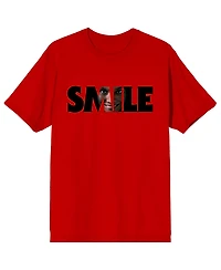 Smile Men's Text With Hidden Face Crew Neck Short Sleeve Adult Red T-shirt-xxl