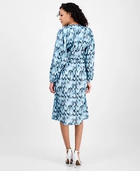 Boss Orange Women's Printed Blouson-Sleeve Midi Dress