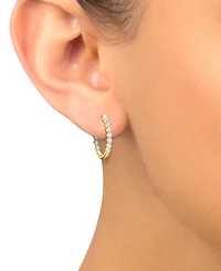 Diamond In & Out Small Hoop Earrings (1 ct.tw.) in 14k White or Yellow Gold
