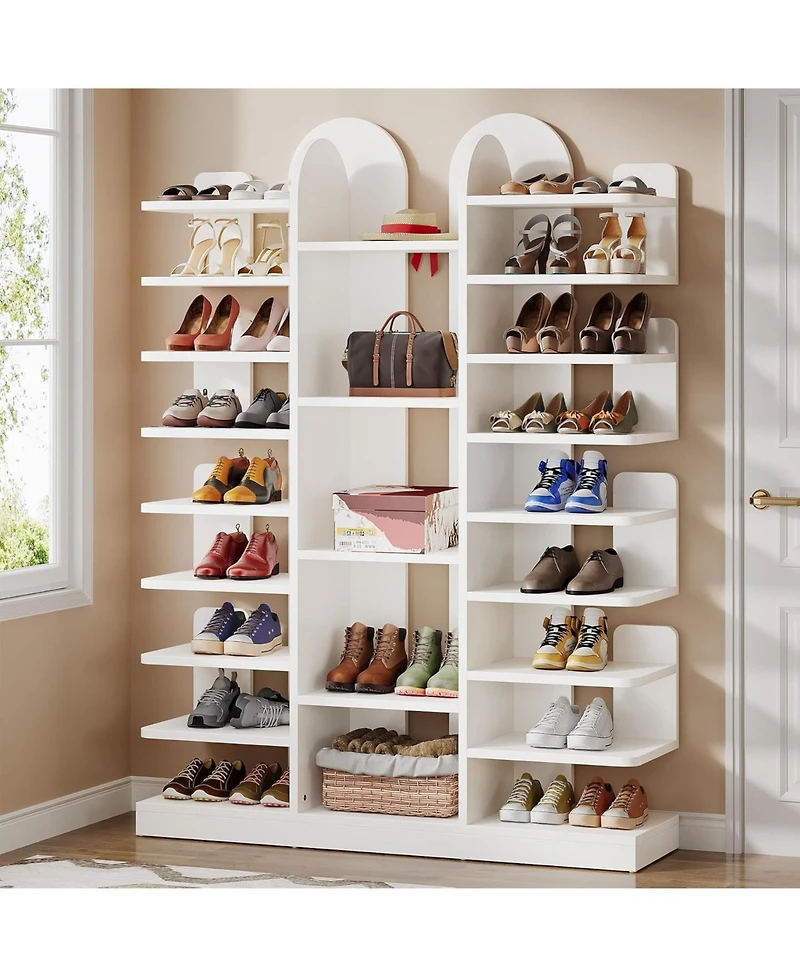 Tribesigns 13-Tier Shoe Rack, Freestanding Tall Entryway Shoe Organizer with Open Shelves, 40 Pairs Wide Wooden Shoe Shelf Shoe Storage Cabinet