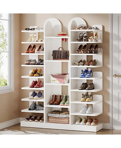 Tribesigns 13-Tier Shoe Rack, Freestanding Tall Entryway Shoe Organizer with Open Shelves, 40 Pairs Wide Wooden Shoe Shelf Shoe Storage Cabinet