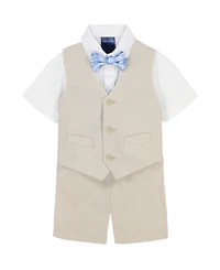 Nautica Baby Boys Shirt, Bowtie, Linen-Look Vest & Shorts, 4 Piece Set