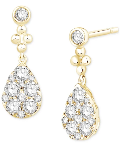 Diamond Teardrop Cluster Drop Earrings (3/4 ct. t.w.) in 14k Gold