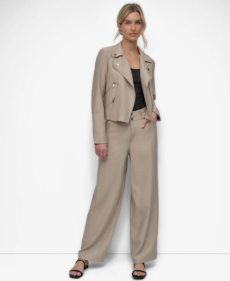 Dkny Women's Zipper Detailed Crinkle Jacket