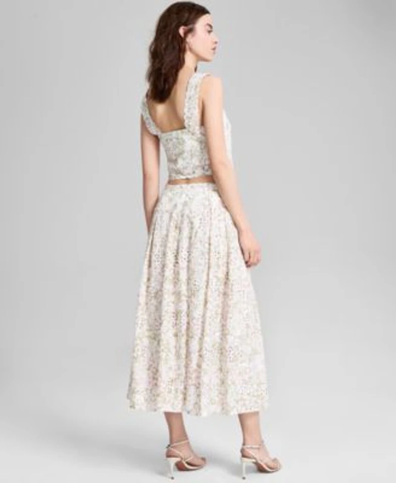 Now This Womens Sleeveless Eyelet Tank Top Midi Skirt Exclusively At Macys