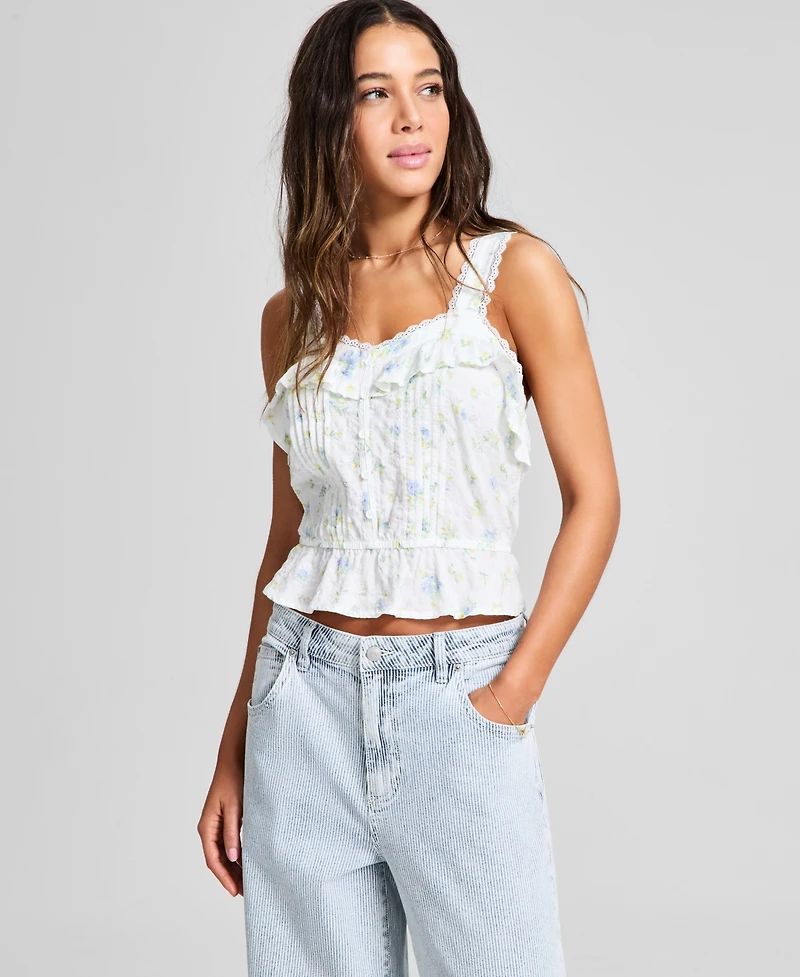 And Now This Women's Wide-Strap Ruffle-Trim Top, Exclusively at Macy's