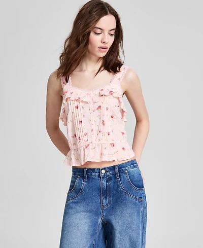 And Now This Women's Wide-Strap Ruffle-Trim Top, Exclusively at Macy's