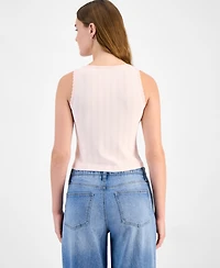 And Now This Women's Pointelle Cropped Lace-Trim Top, Exclusively at Macy's