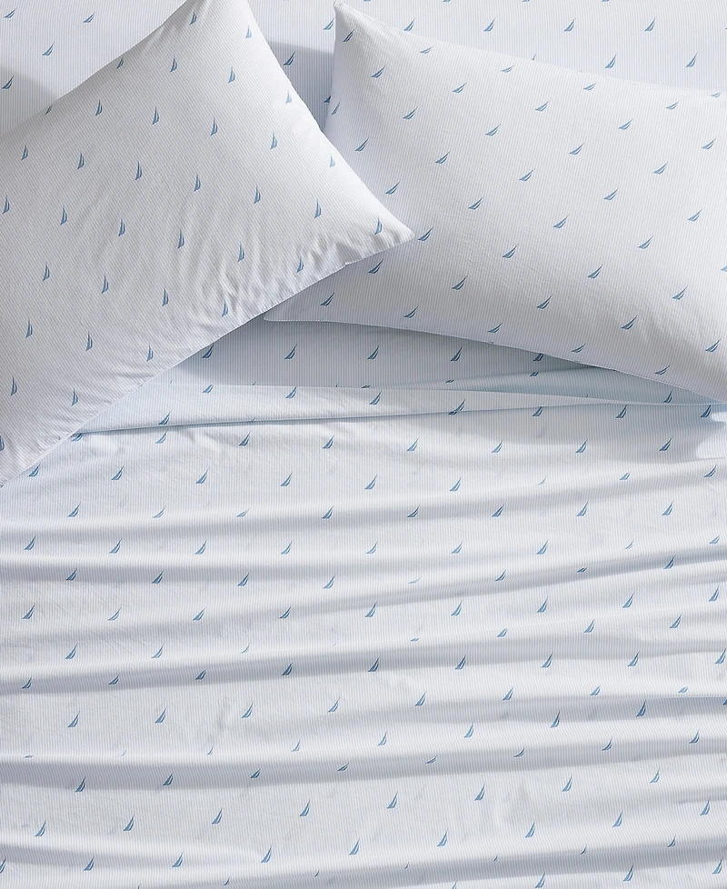 Nautica Printed 200-Thread Count Cotton Percale -Pc. Sheet Set