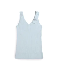 Hope & Henry Womens' V-Neck Rib Knit Tank with Bow