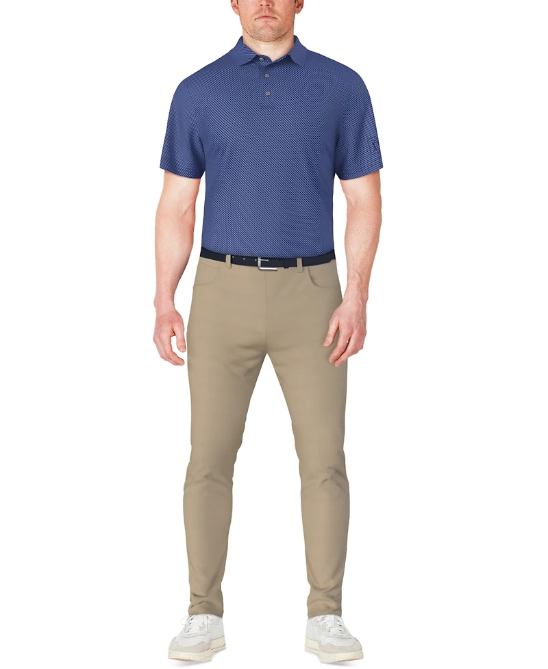 Pga Tour Men's Short Sleeve Micro Geo Print Polo Shirt
