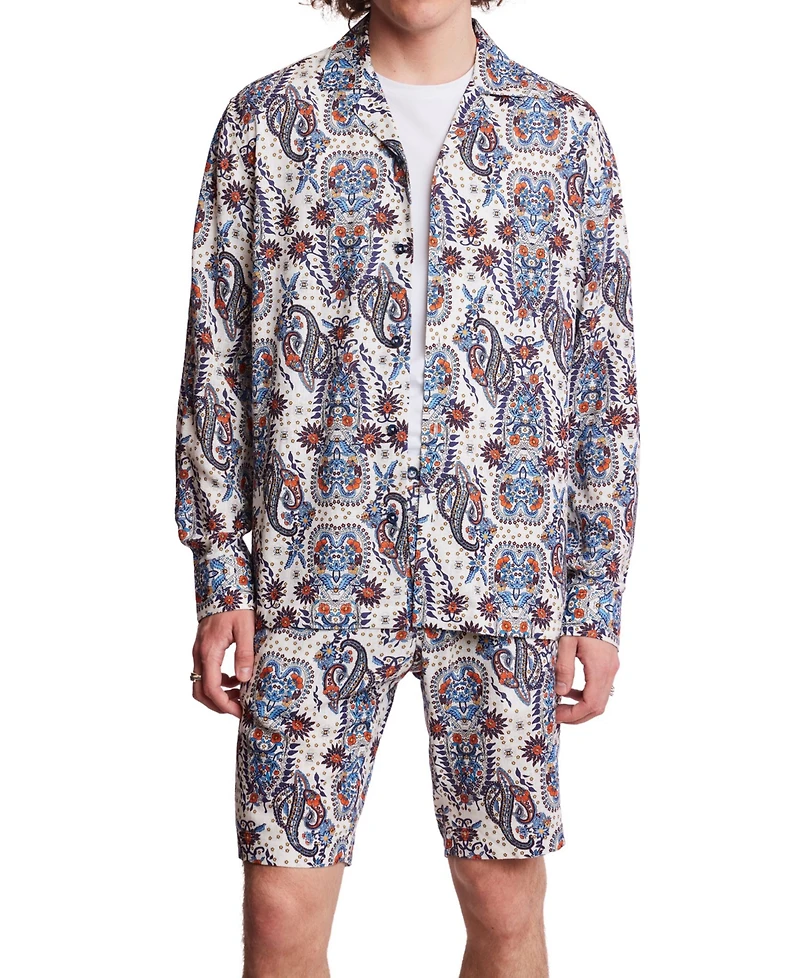 Paisley & Gray Men's Slim Fit Long Sleeve Button-Front Camp Shirt