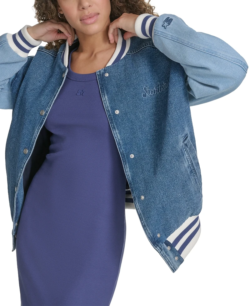 Starter Women's Colorblocked Denim Varsity Jacket