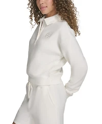 Starter Women's Polo-Collar Long-Sleeve Sweatshirt
