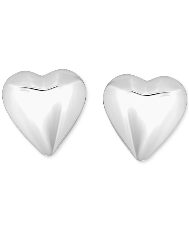 Giani Bernini Sculptural Heart Stud Earrings in Sterling Silver or 18k Gold-Plated Sterling Silver, Exclusively at Macy's