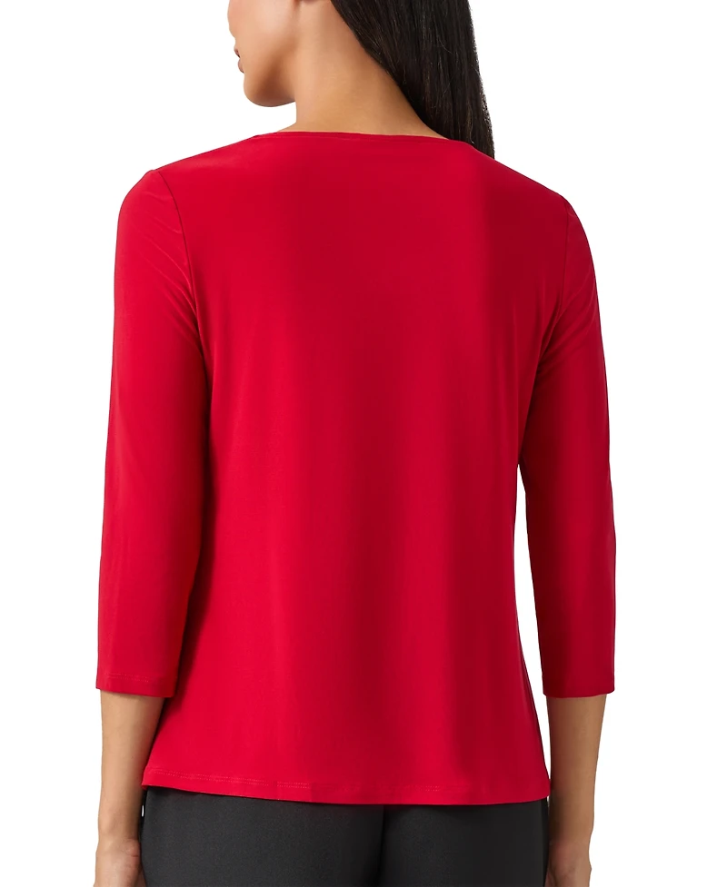 Kasper Petite Twist-Neck Top