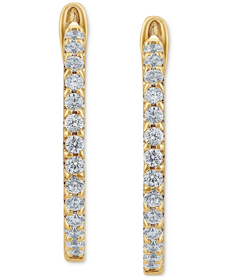 Diamond Small Hoop Earrings (1/2 ct. t.w.) in 14K White or Yellow Gold