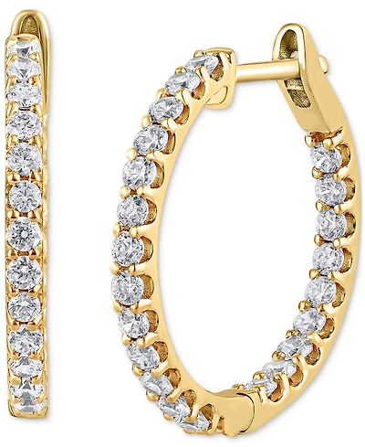 Diamond Small Hoop Earrings (1 ct. t.w.) in 14K White or Yellow Gold