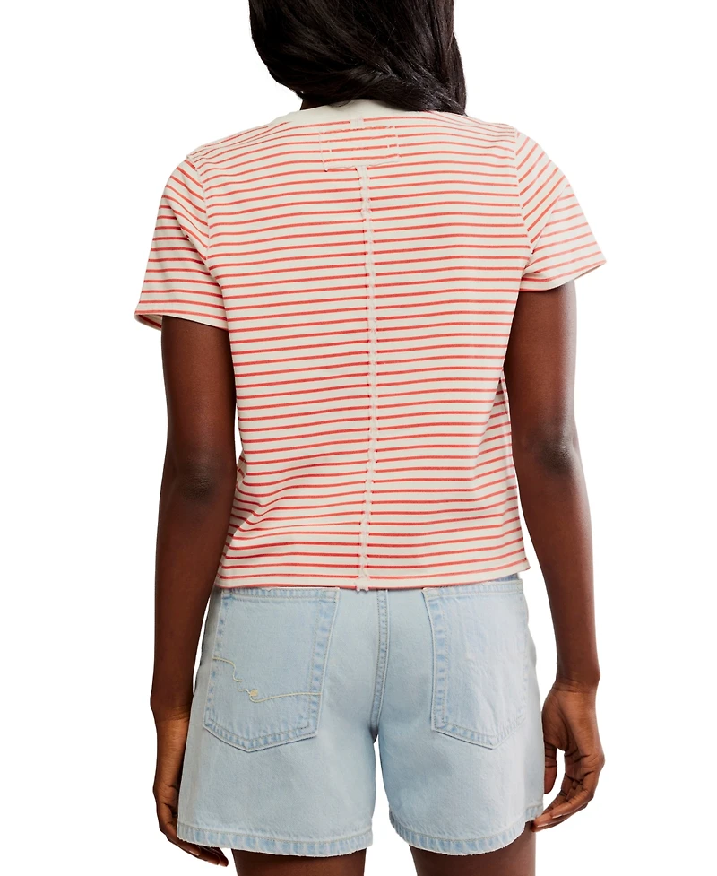 Free People Women's Everyday Cotton Striped T-Shirt