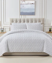 Seventh Studio Leaf Solid Pinsonic Microfiber 3-Pc. Quilt Set, King