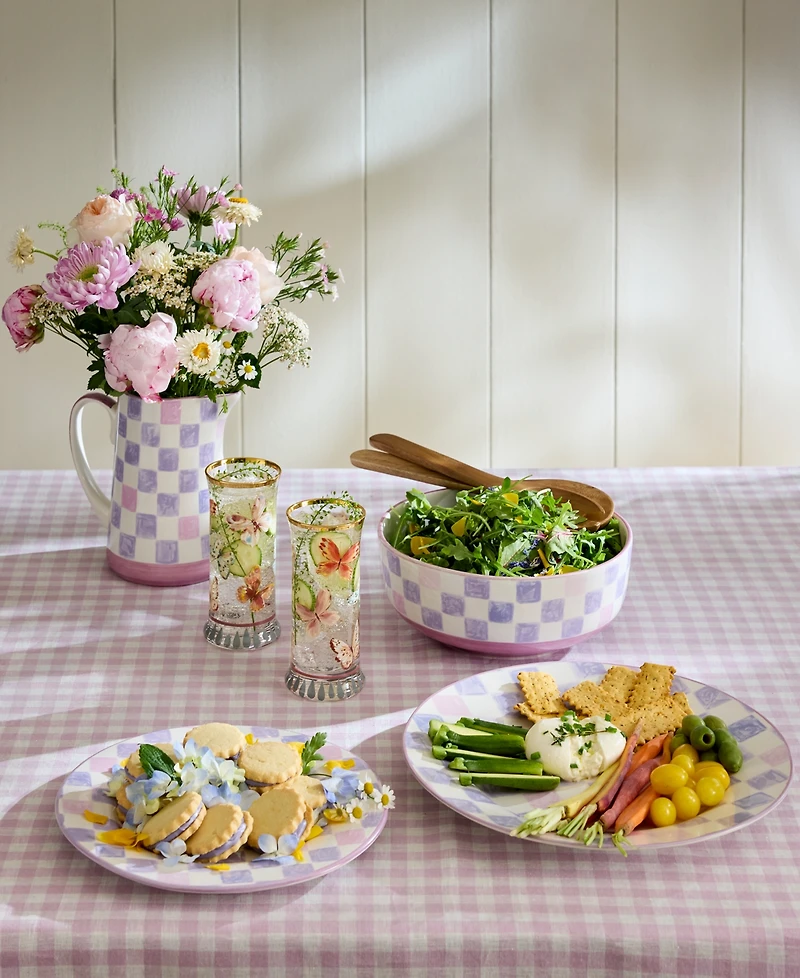 MacKenzie-Childs Lilac Check Serving Bowl, 112-oz.