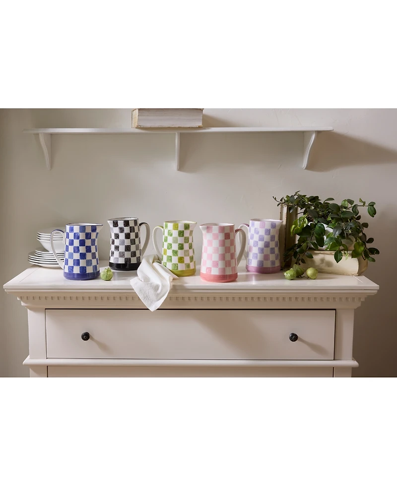 MacKenzie-Childs Indigo Check Pitcher