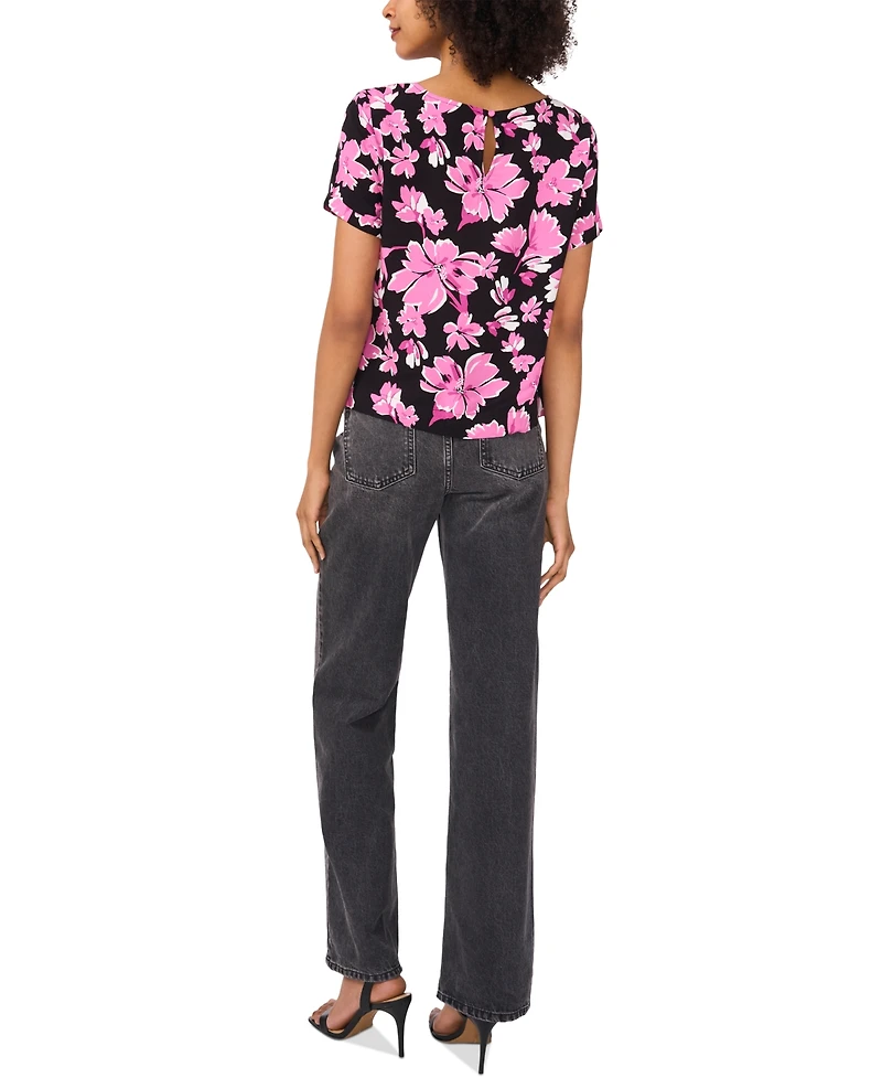 Vince Camuto Women's Rolled-Cuff Printed Blouse
