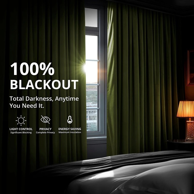 Half Price Drapes Basque Green Grommet Signature Velvet Blackout Curtain