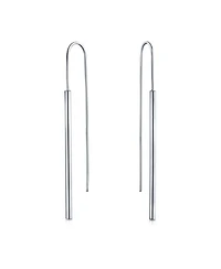Bling Jewelry Minimalist Geometric Dangle Earrings Linear Bar Threader in Sterling Silver