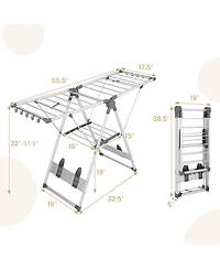 2-Layer Folding Clothes Drying Rack with 5-Level Adjustable Height