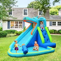 Hippo Inflatable Water Slide Bounce House Fun Outdoor Playset for Kids