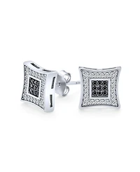 Bling Jewelry 10MM Square Black & White Cz Stud Earrings in Sterling Silver
