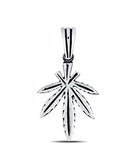 Bling Jewelry Retro Hemp Cannabis Leaf Pendant Necklace in Oxidized Sterling Silver