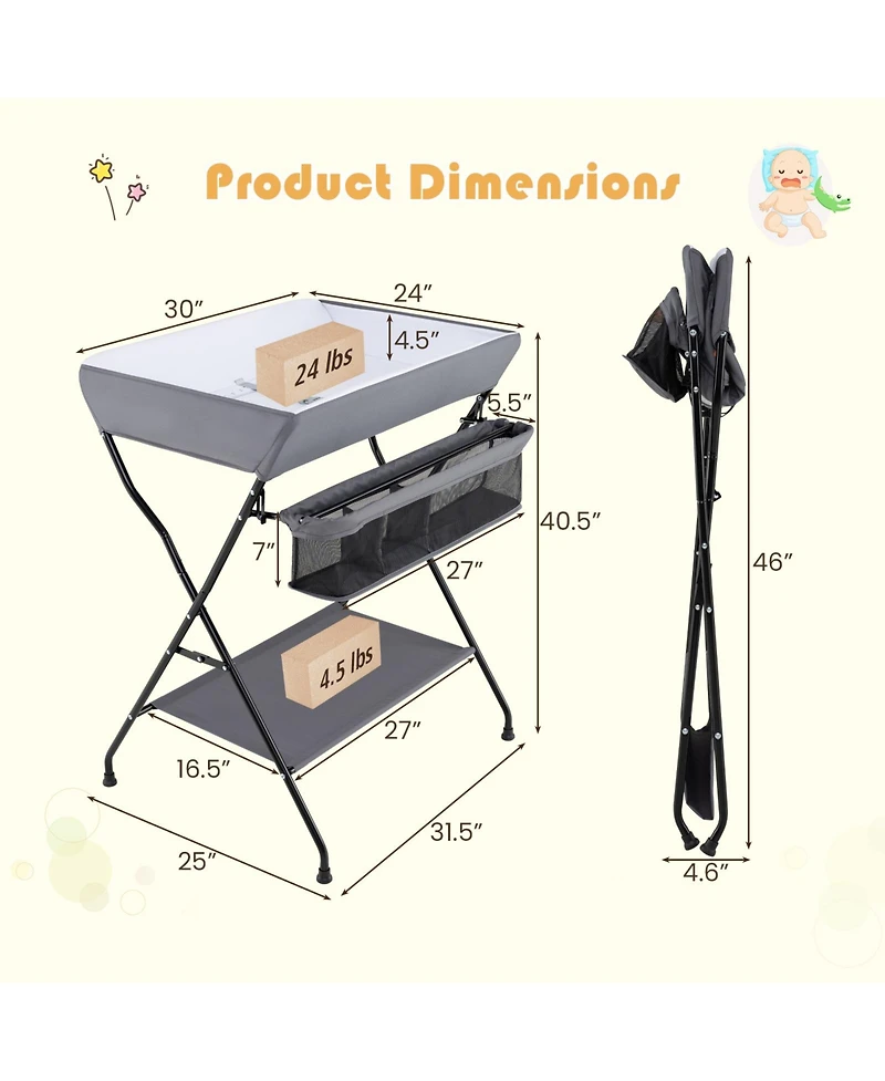Gouun Baby Storage Folding Diaper Changing Table