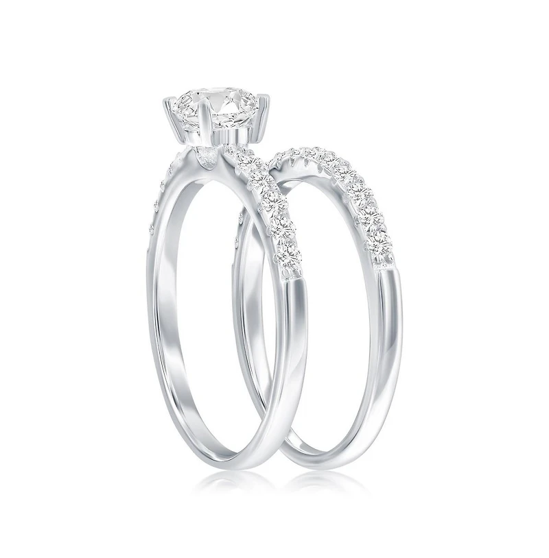 Sterling Silver, 6mm Round Solitaire Cz 2-pc Ring