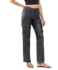 Vervet Women's High Rise Coated Cargo Straight Jeans
