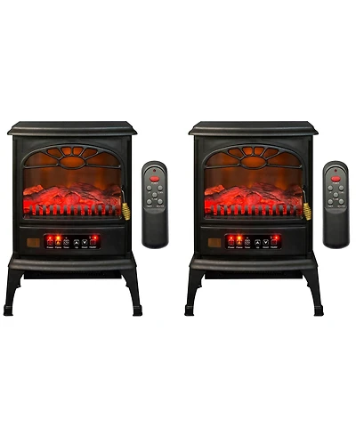 LifeSmart 1500W Large Room 3-Sided Mobile Electric Infrared Stove Heaters (Pair)