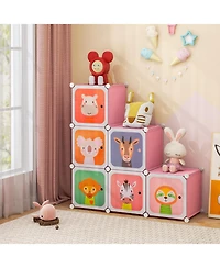 8 Cube Kids Wardrobe Closet with Hanging Section and Doors