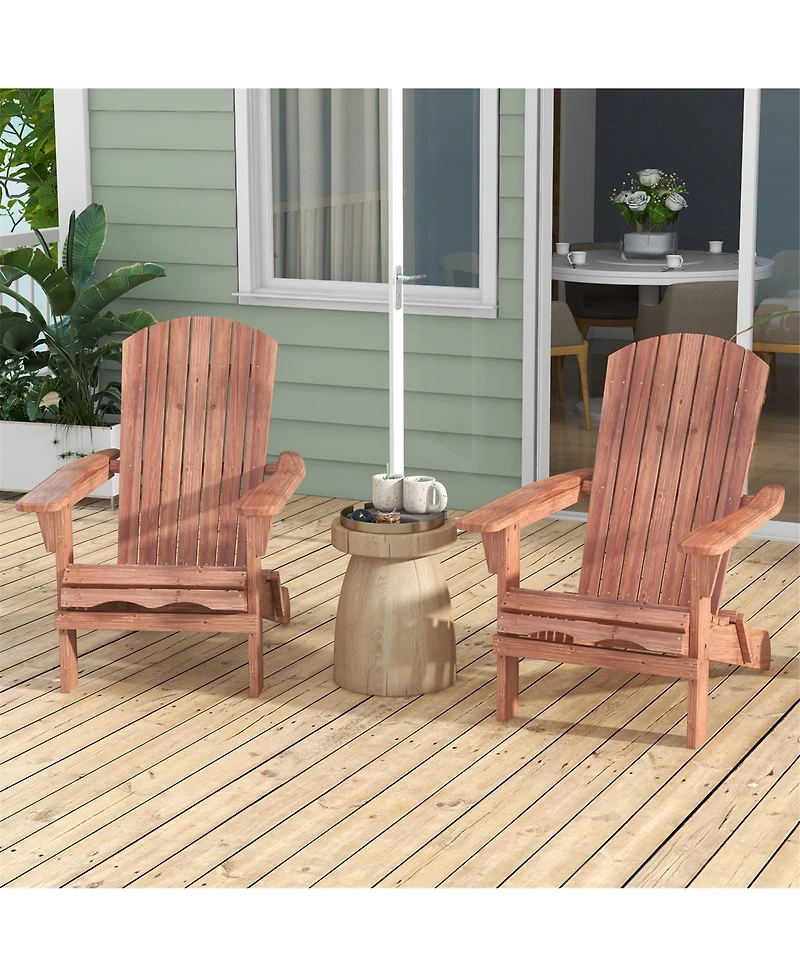 Gymax Folding Adirondack Chair Set of 2 w/ High Backrest & Wide Armrests Wooden