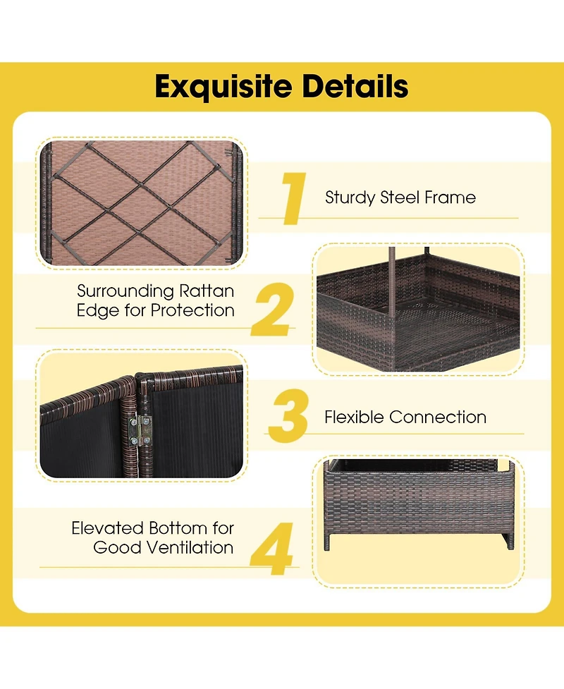 Wicker Outdoor Dog House with Weatherproof Roof