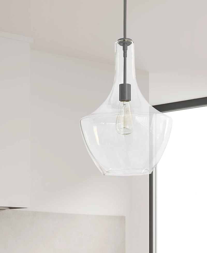 Dainolite 17.75" Glass, Metal Petalite 1 Large Light Pendant with Glass