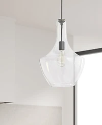 Dainolite 17.75" Glass, Metal Petalite 1 Large Light Pendant with Glass