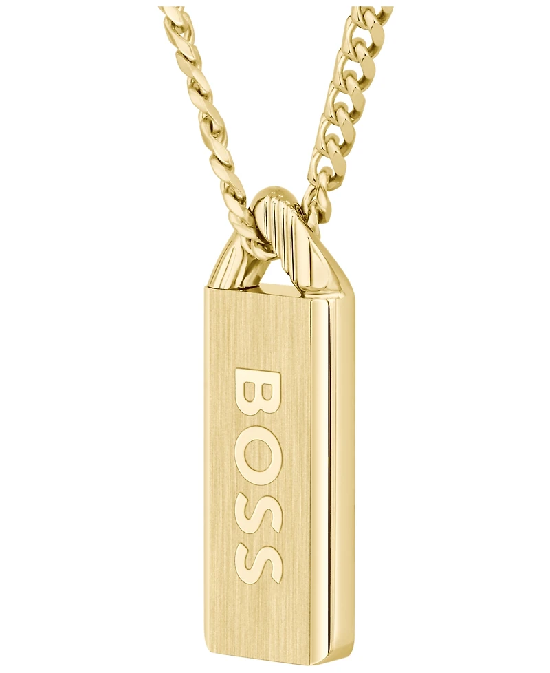 Hugo Boss Men's Kassy Emblem Ionic Gold-Plated Pendant Necklace