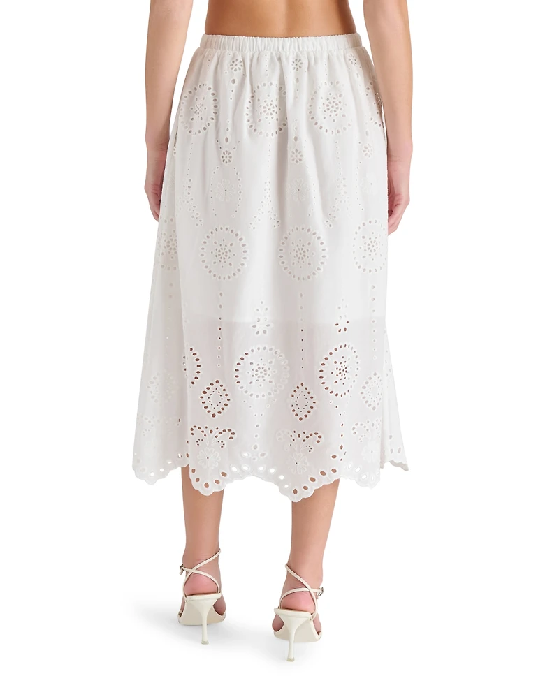Steve Madden Women's Anaisa Tie-Waist Eyelet Midi Skirt