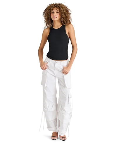 Steve Madden Women's Duo Denim Cotton Cargo Pants