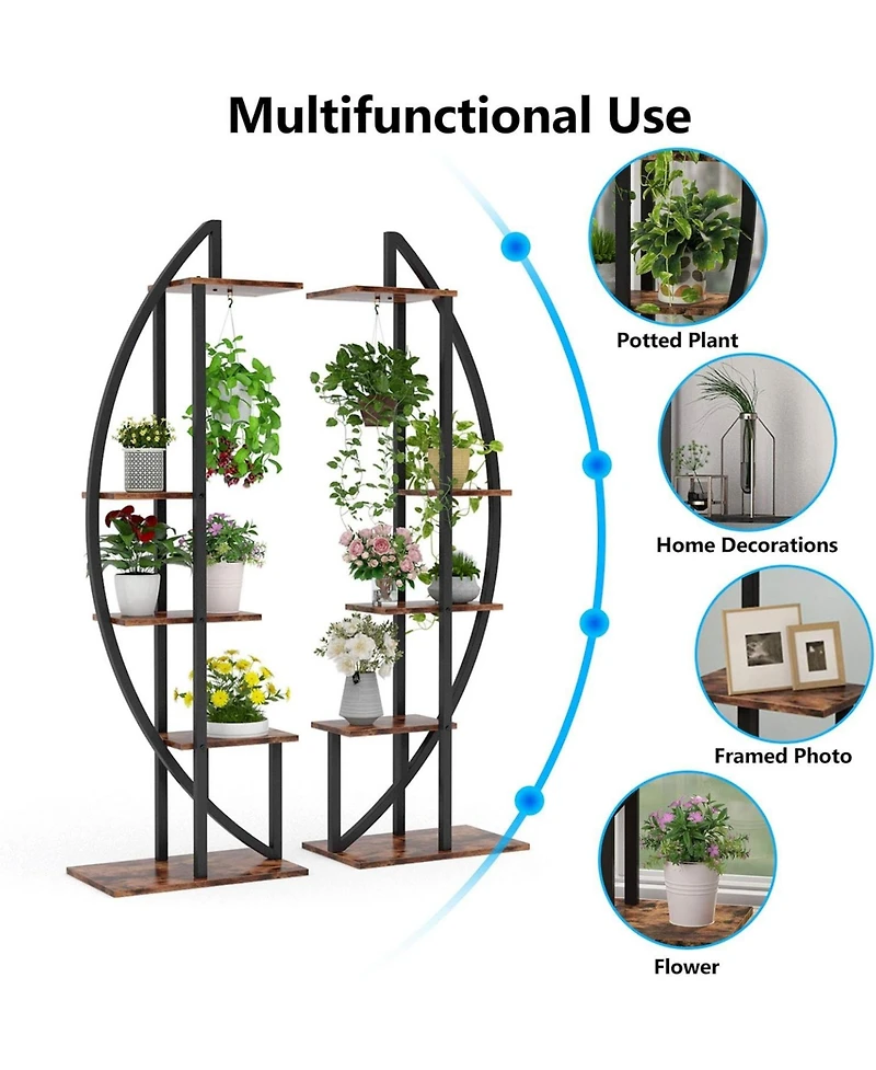 Tribesigns 5-Tier Plant Stand Pack of 2, Multi-Purpose Curved Display Shelf Bonsai Flower Plant Stand Rack for Indoor Garden, Balcony