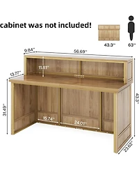Tribesigns Reception Desk with Counter, 57-Inch Rustic Front Receptionist Table, Boho Welcome Checkout Counter for Office, Retail, Lobby, Be