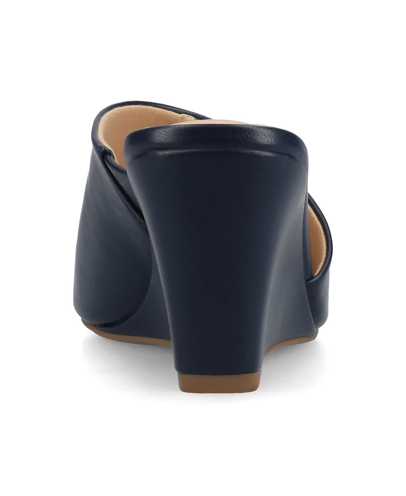 Journee Collection Women's Clementine D'Orsay Slip-On Wedge Sandals