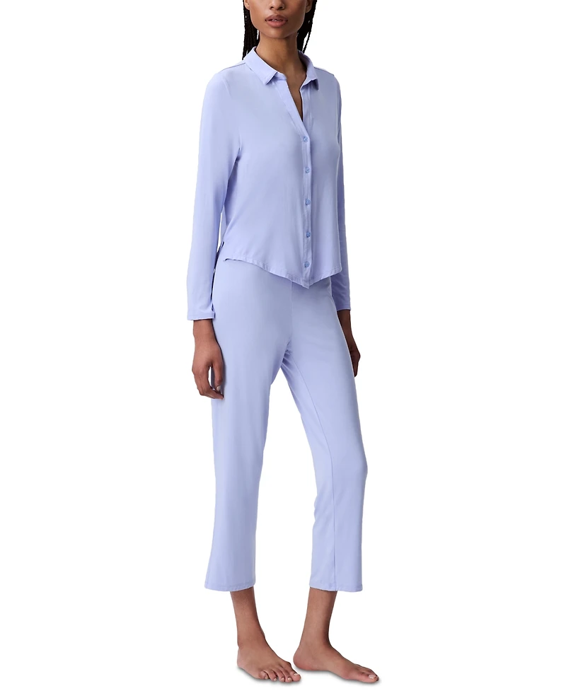 Calvin Klein Women's Collared Button-Front Sleep Shirt QS7475