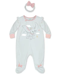 Disney Baby Girls Dumbo Footed Coverall & Headband, 2 Piece Set